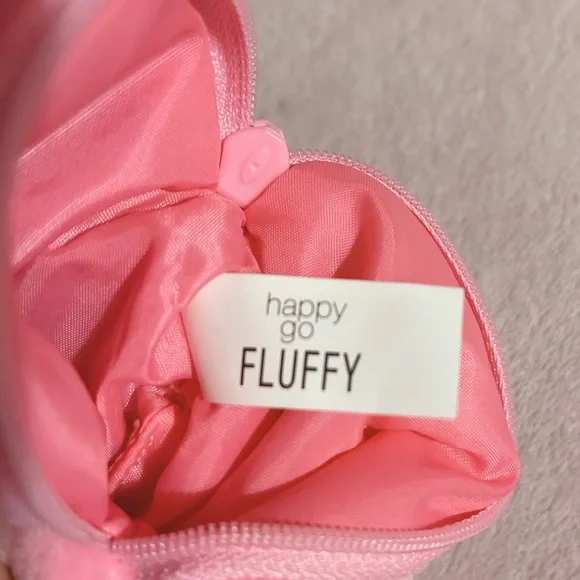 Happy Go Fluffy Pink Kawaii Plush Bunny Coin Pouch Clip -NWOT - Picture 7 of 10